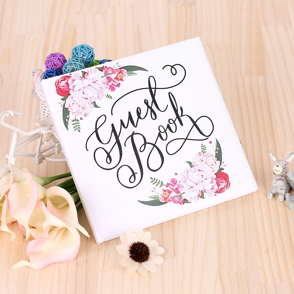 Where To Buy A Wedding Guest Book
 Aliexpress Buy 72 Pages White Floral Satin Cover
