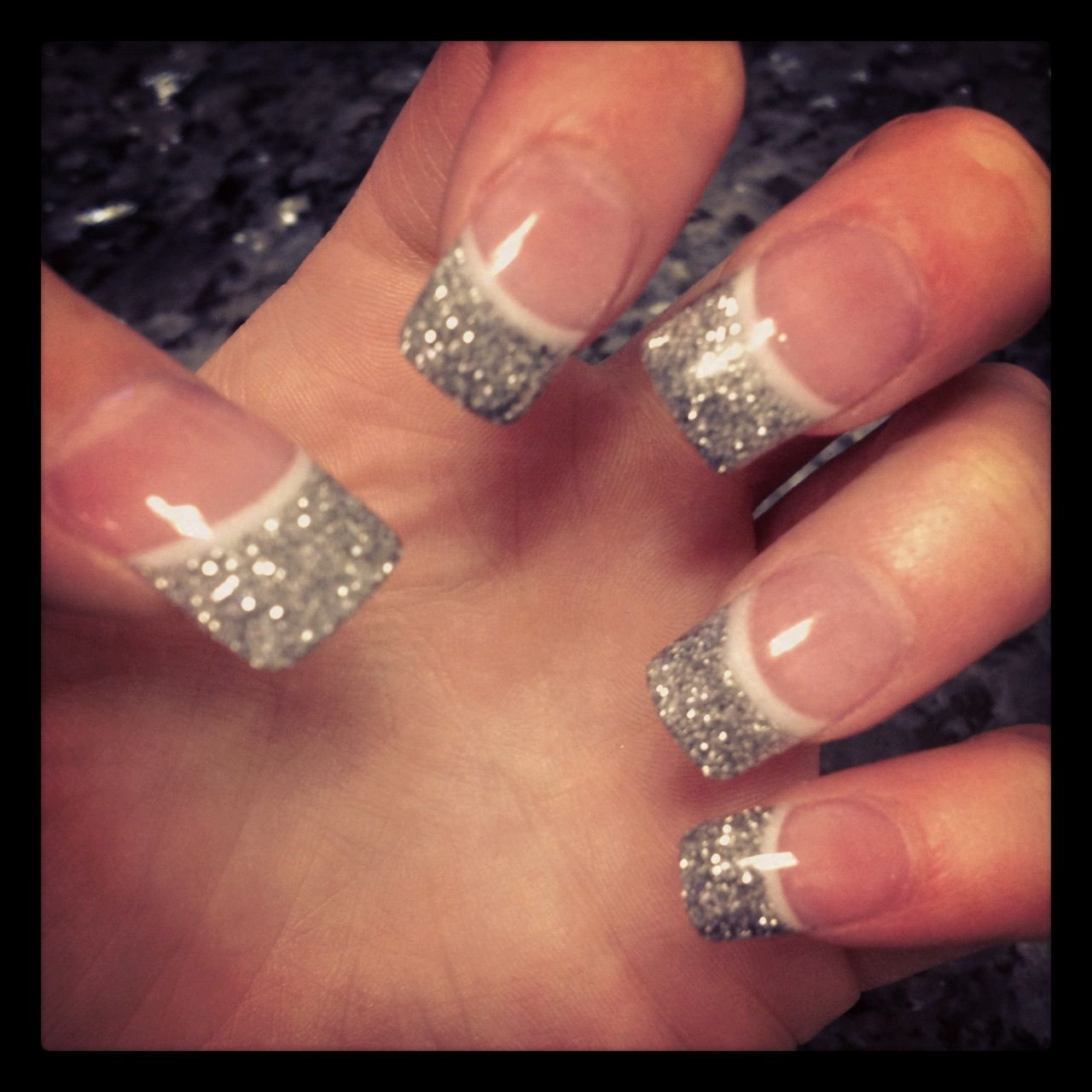 White And Silver Glitter Nails
 Best 25 Silver tip nails ideas on Pinterest