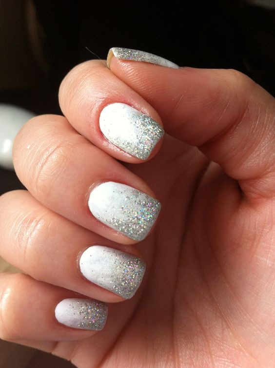 White And Silver Glitter Nails
 Be Fun and Fabulous with this Top 50 Glitter Ombre Nails