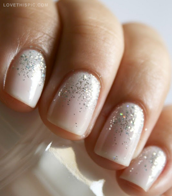 White And Silver Glitter Nails
 White And Silver Glitter Nails s and