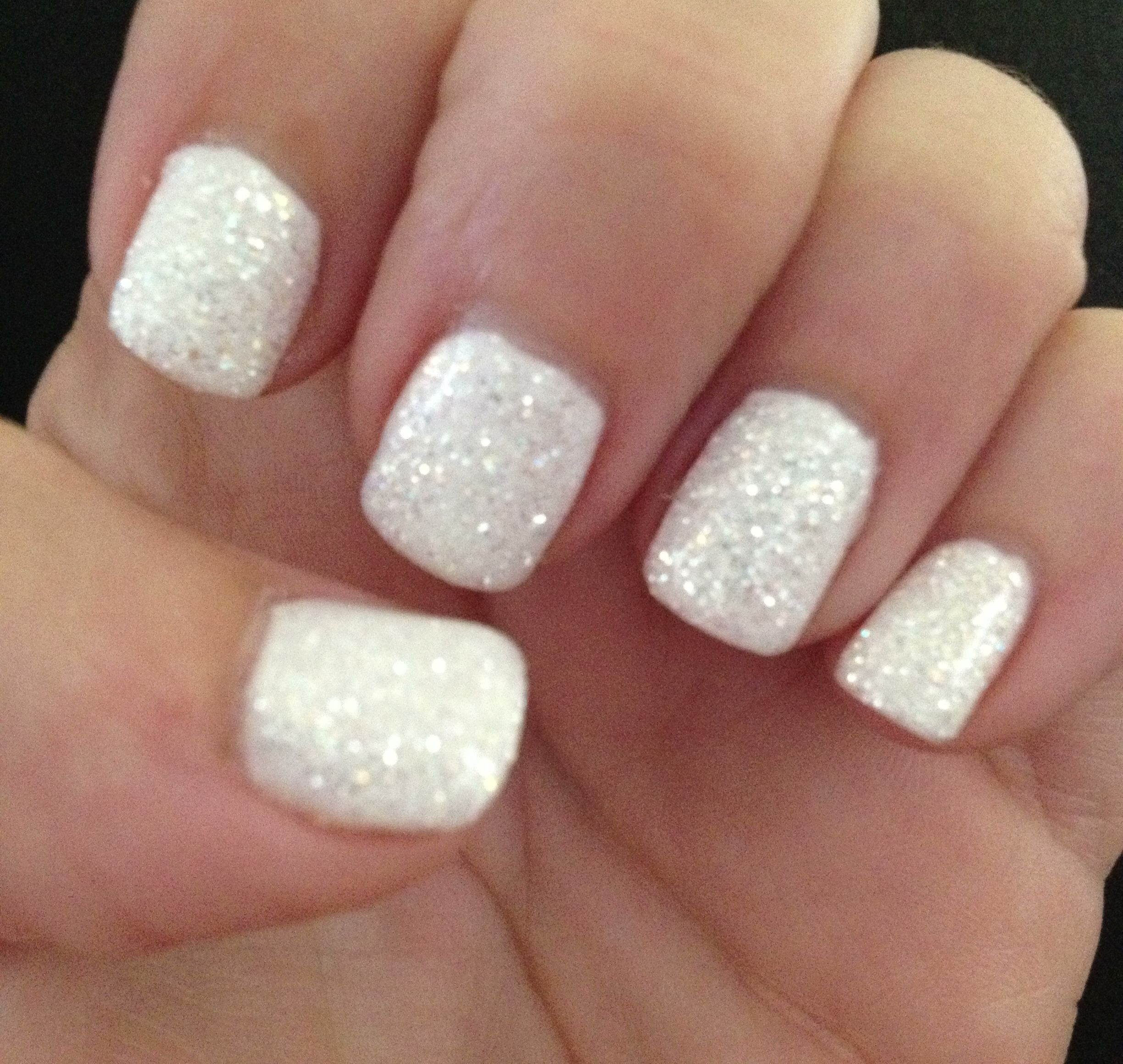 White Glitter Nails
 White diamond gel nails I m about to some gel nails