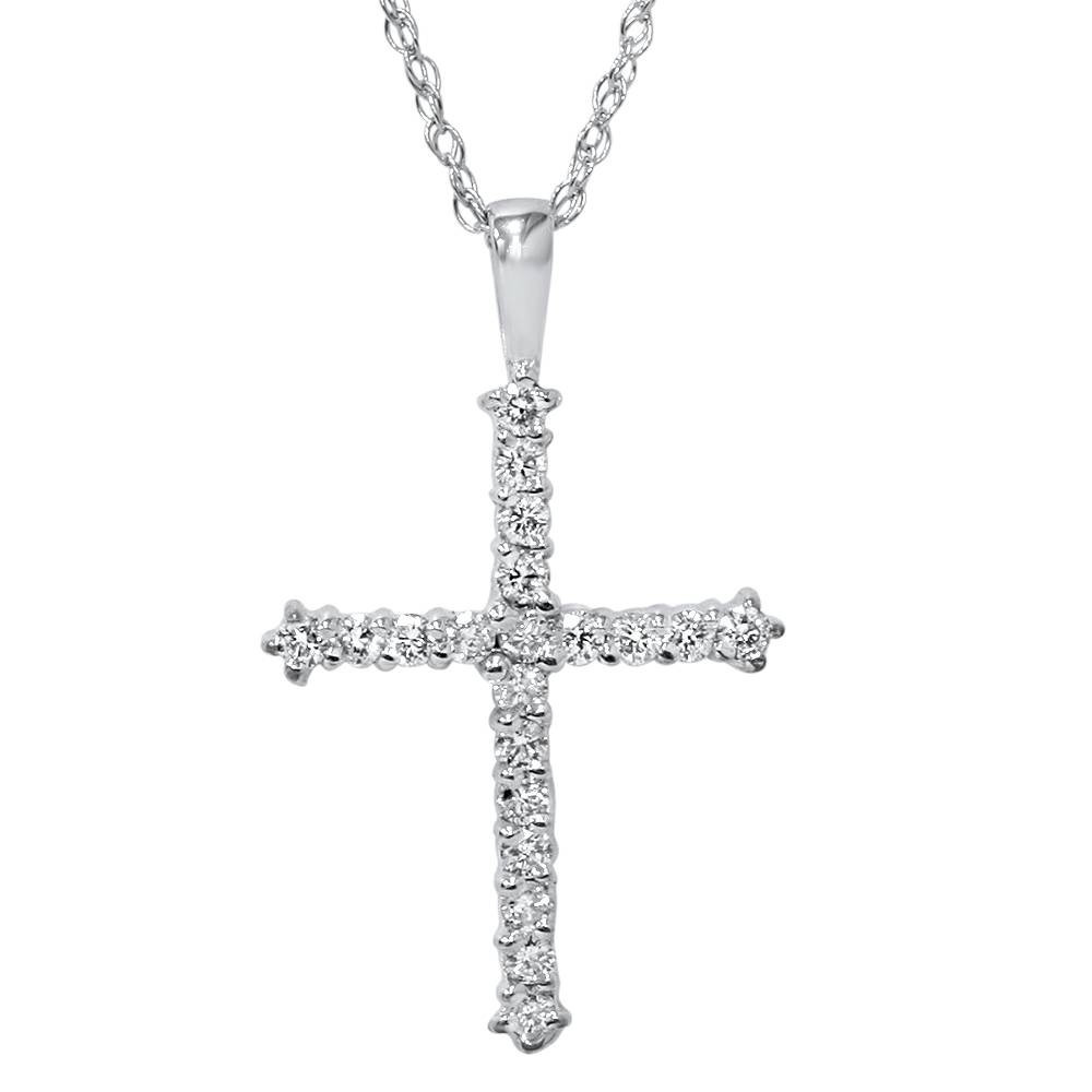 White Gold Cross Necklace
 14K White Gold 1 2ct Diamond Cross Pendant Necklace