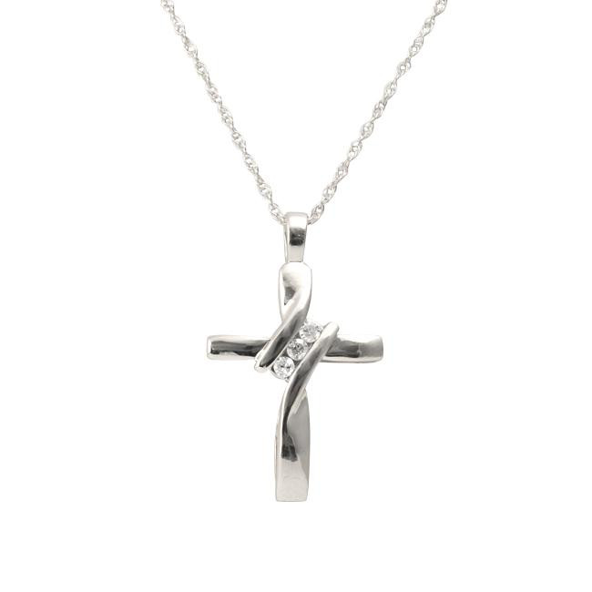 White Gold Cross Necklace
 Shop 10k White Gold Diamond Accent Cross Necklace Free