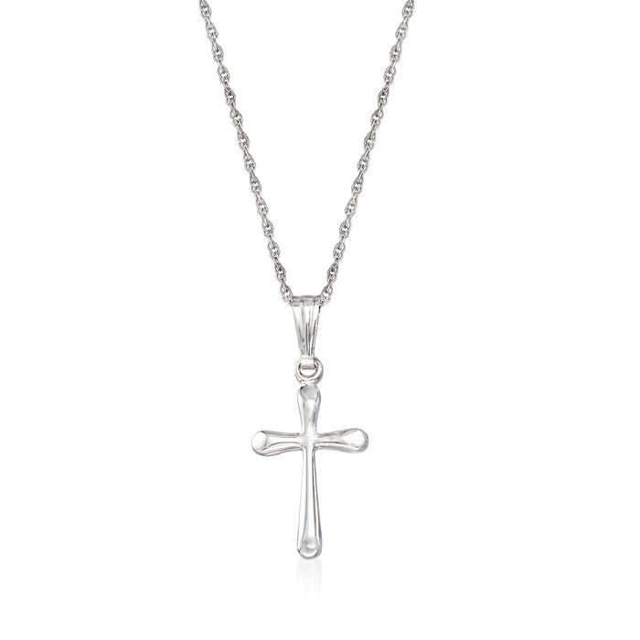 White Gold Cross Necklace
 Child s 14kt White Gold Cross Pendant Necklace 15"