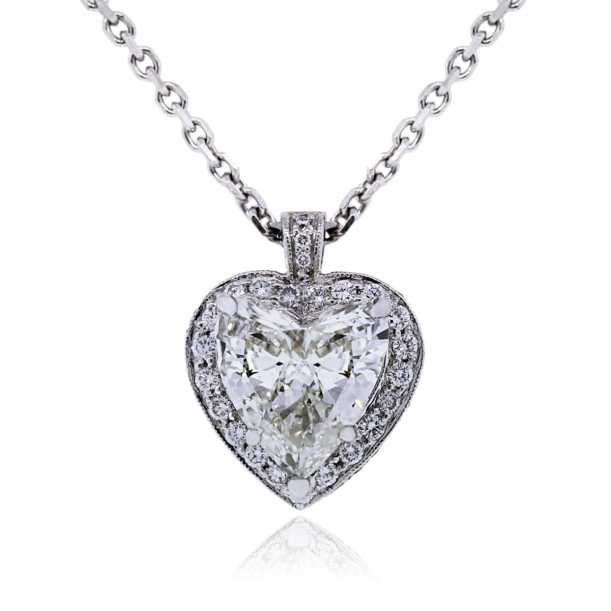 White Gold Heart Necklace
 14k White Gold 4 17ct GIA Certified Diamond Heart Pendant
