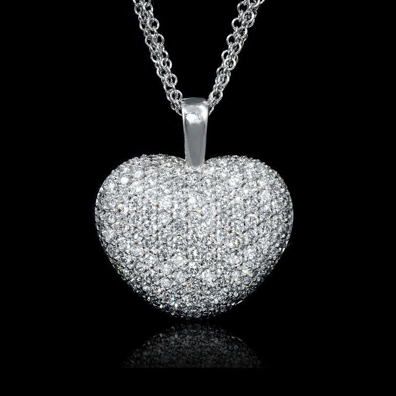 White Gold Heart Necklace
 18k White Gold Diamond Heart Pendant