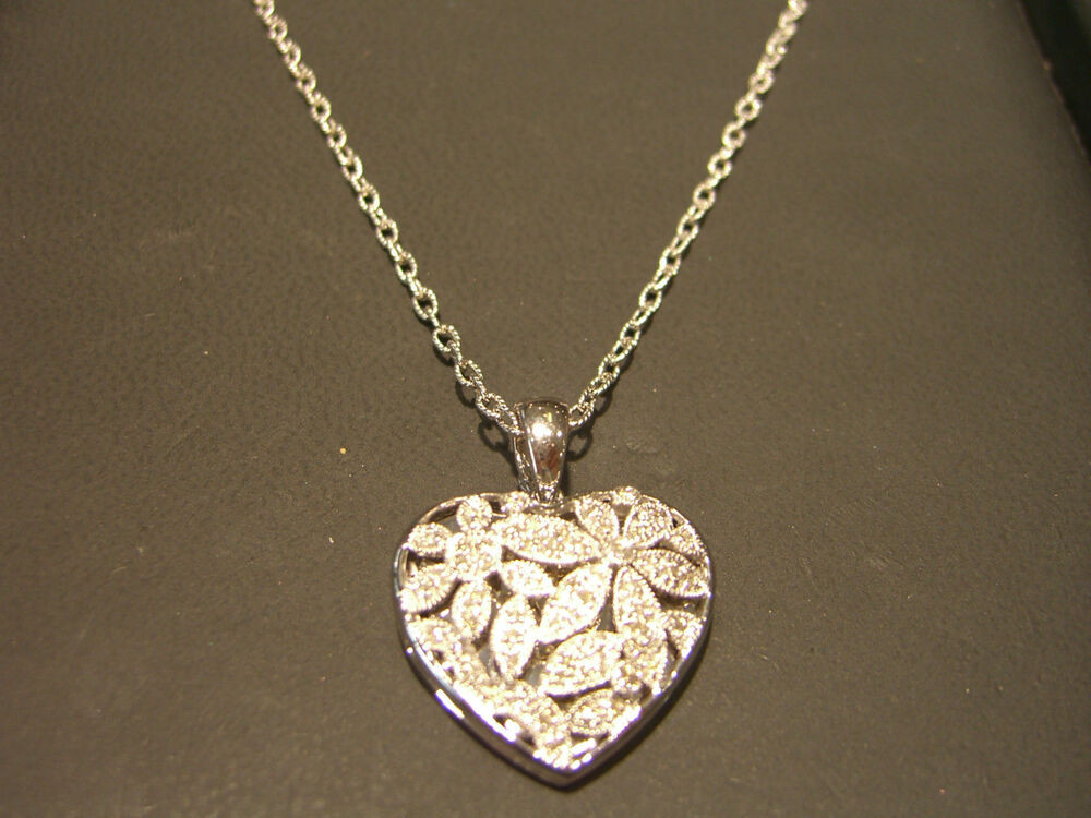 White Gold Heart Necklace
 FINE VINTAGE 14K WHITE GOLD DIAMOND HEART LOCKET PENDANT