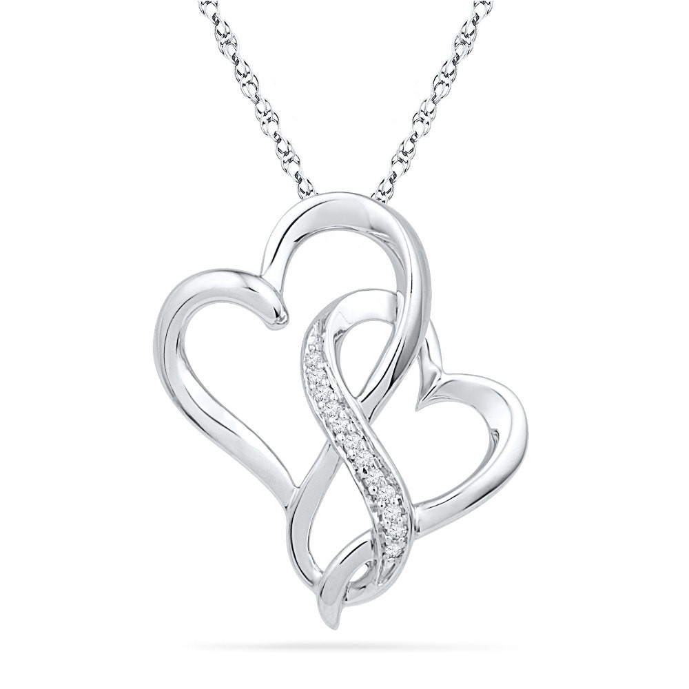 White Gold Heart Necklace
 White Gold Entwined Heart Necklace Diamond Heart Pendant on