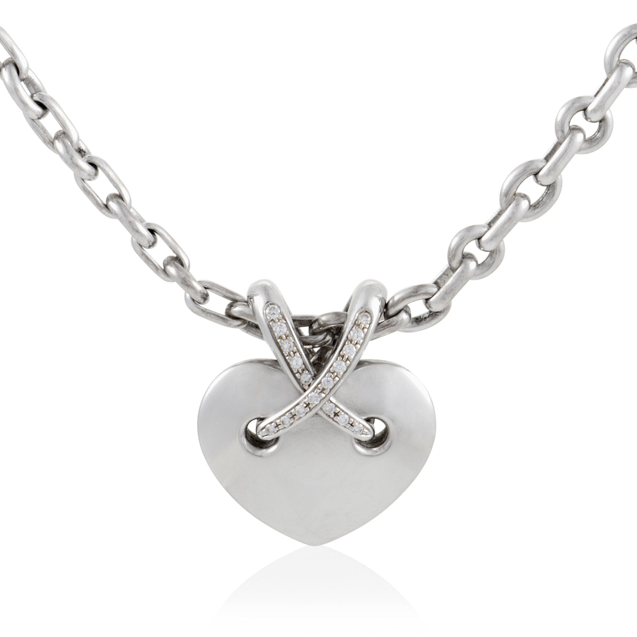 White Gold Heart Necklace
 Chaumet Liens Womens 18K White Gold Diamond Heart