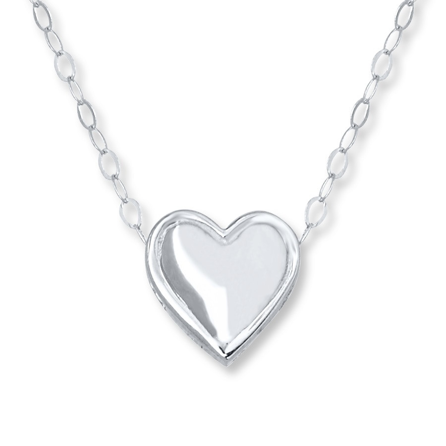 White Gold Heart Necklace
 Kay Young Teen Heart Necklace 14K White Gold