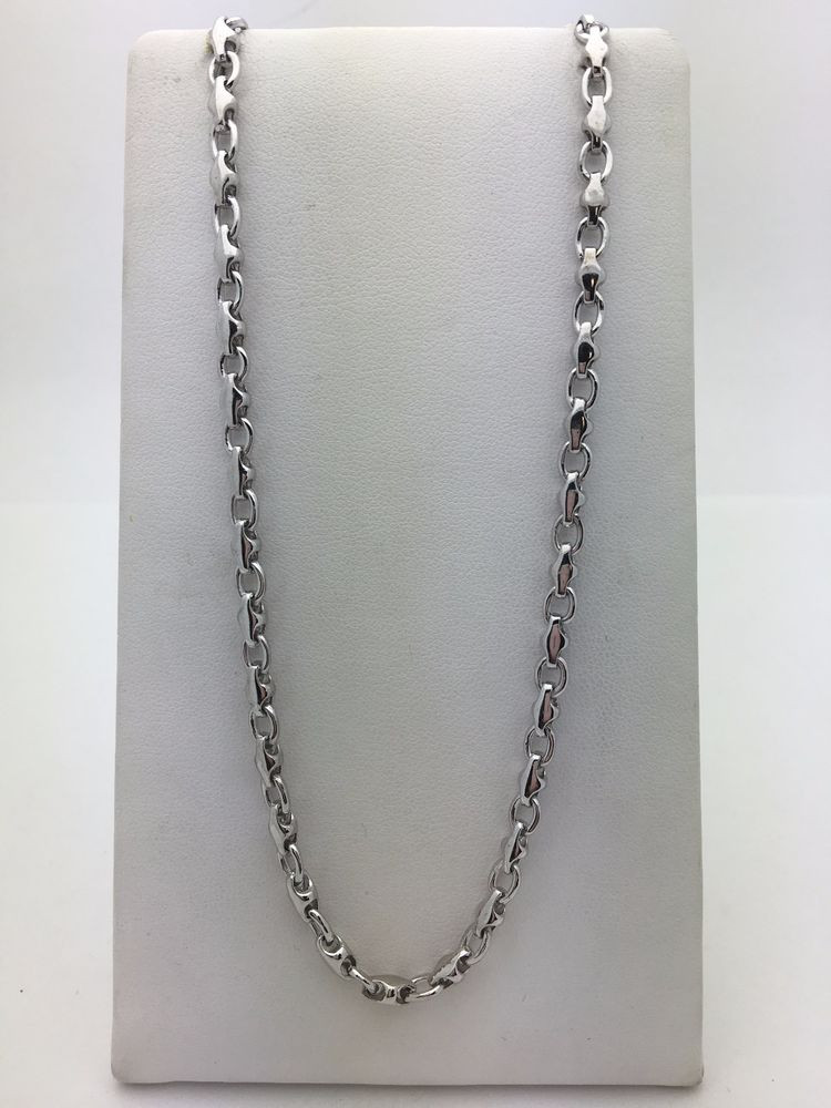 White Gold Necklace Mens
 Men s 10K Solid White Gold Handmade Hip Hop Chain Necklace