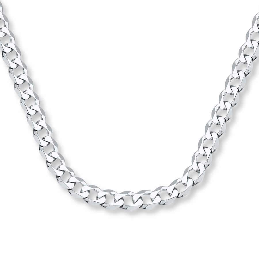 White Gold Necklace Mens
 Men s Curb Chain Necklace 14K White Gold 20" Length