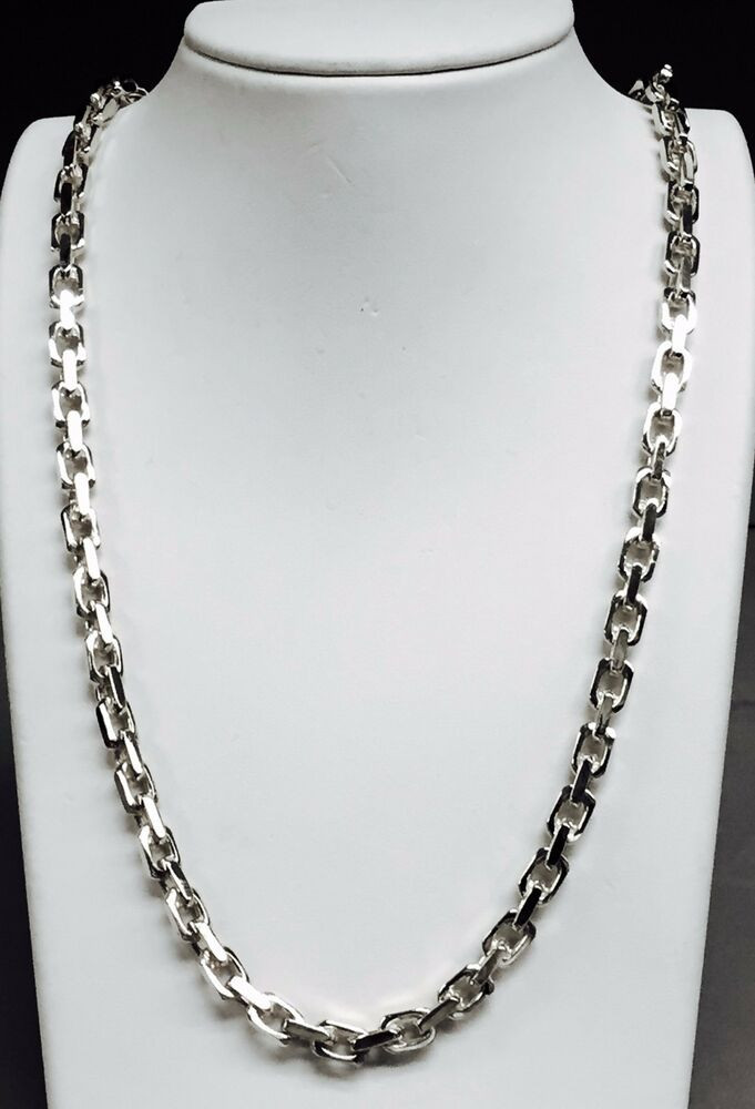 White Gold Necklace Mens
 18k Solid White Gold Handmade Link Men s chain necklace 24