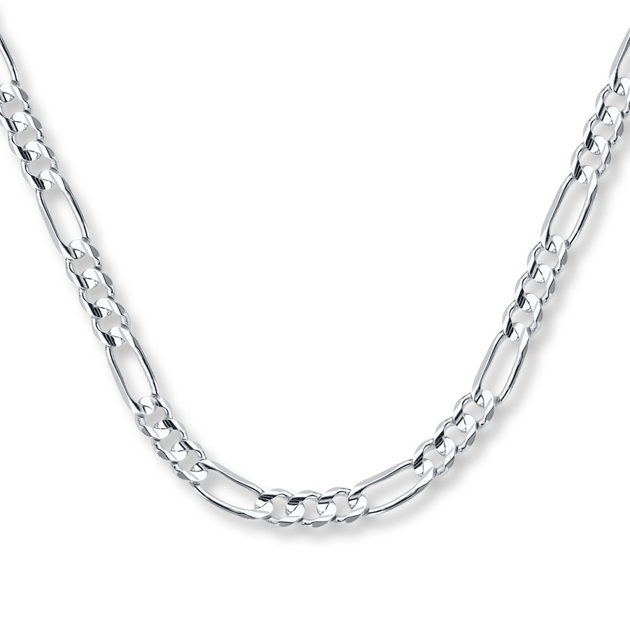 White Gold Necklace Mens
 Men s Figaro Chain Necklace 14K White Gold 24" Length