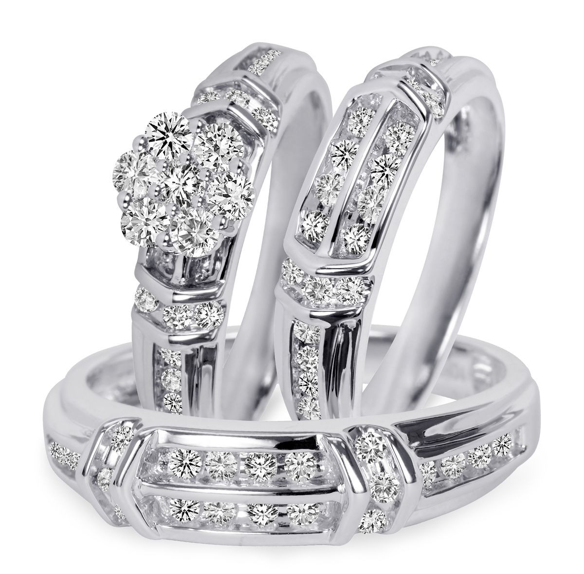 White Gold Wedding Rings For Her
 1 1 10 Carat T W Diamond Trio Matching Wedding Ring Set