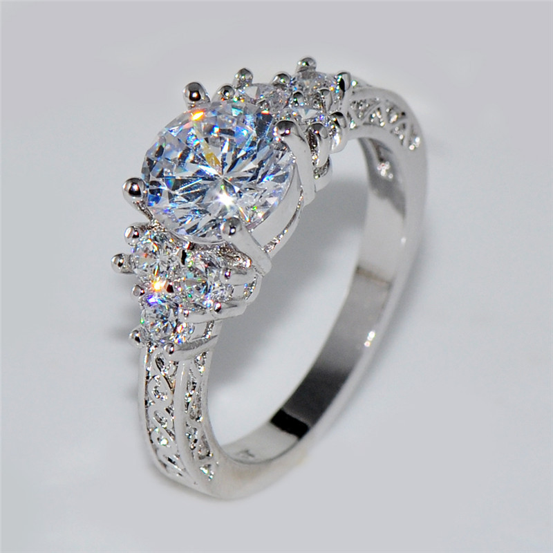 White Gold Wedding Rings For Her
 Splendent White Stone Stylish Jewelry Women Men Wedding