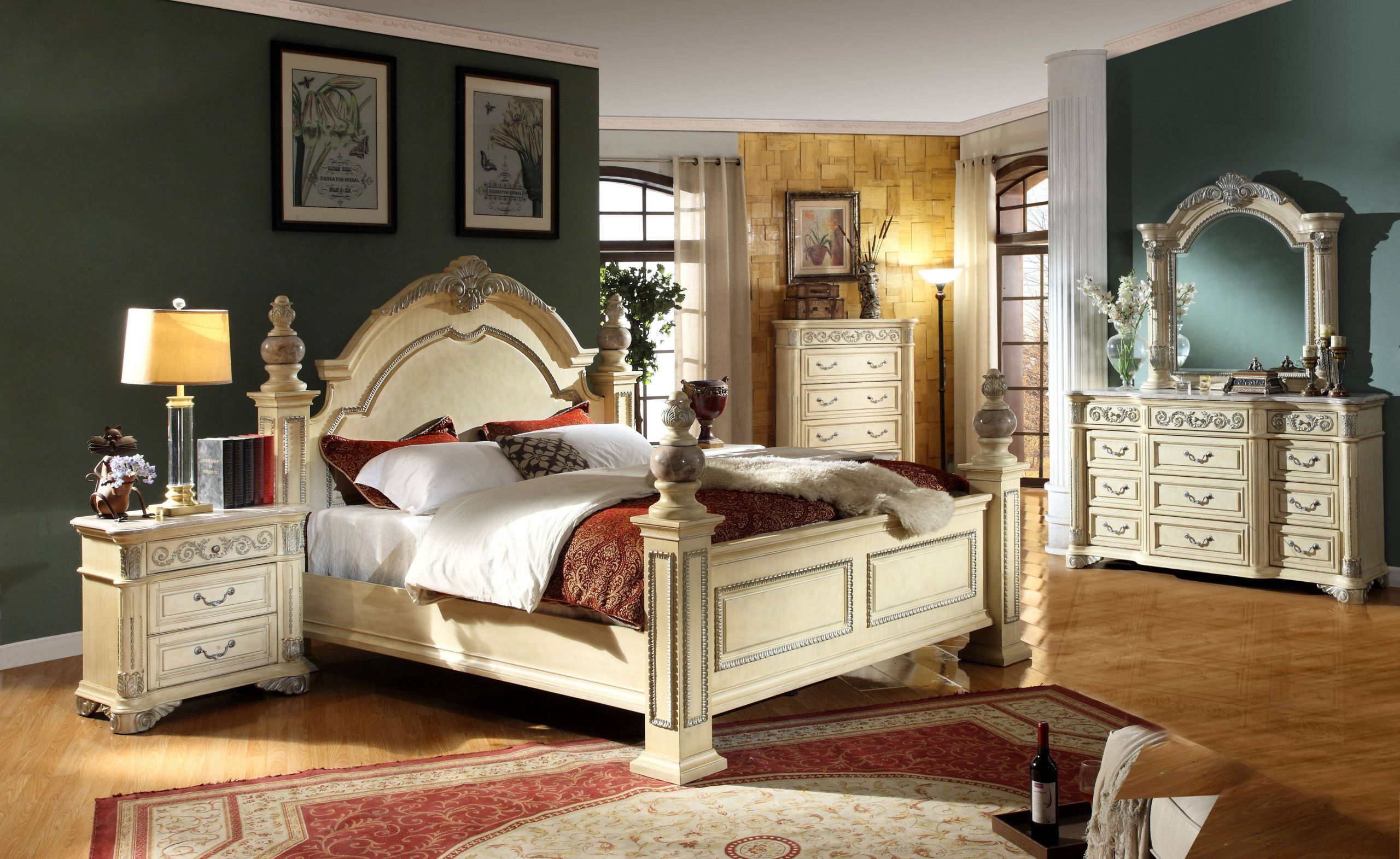 White Master Bedroom Furniture
 Sienna Antique White Solid Wood Master Bedroom Set