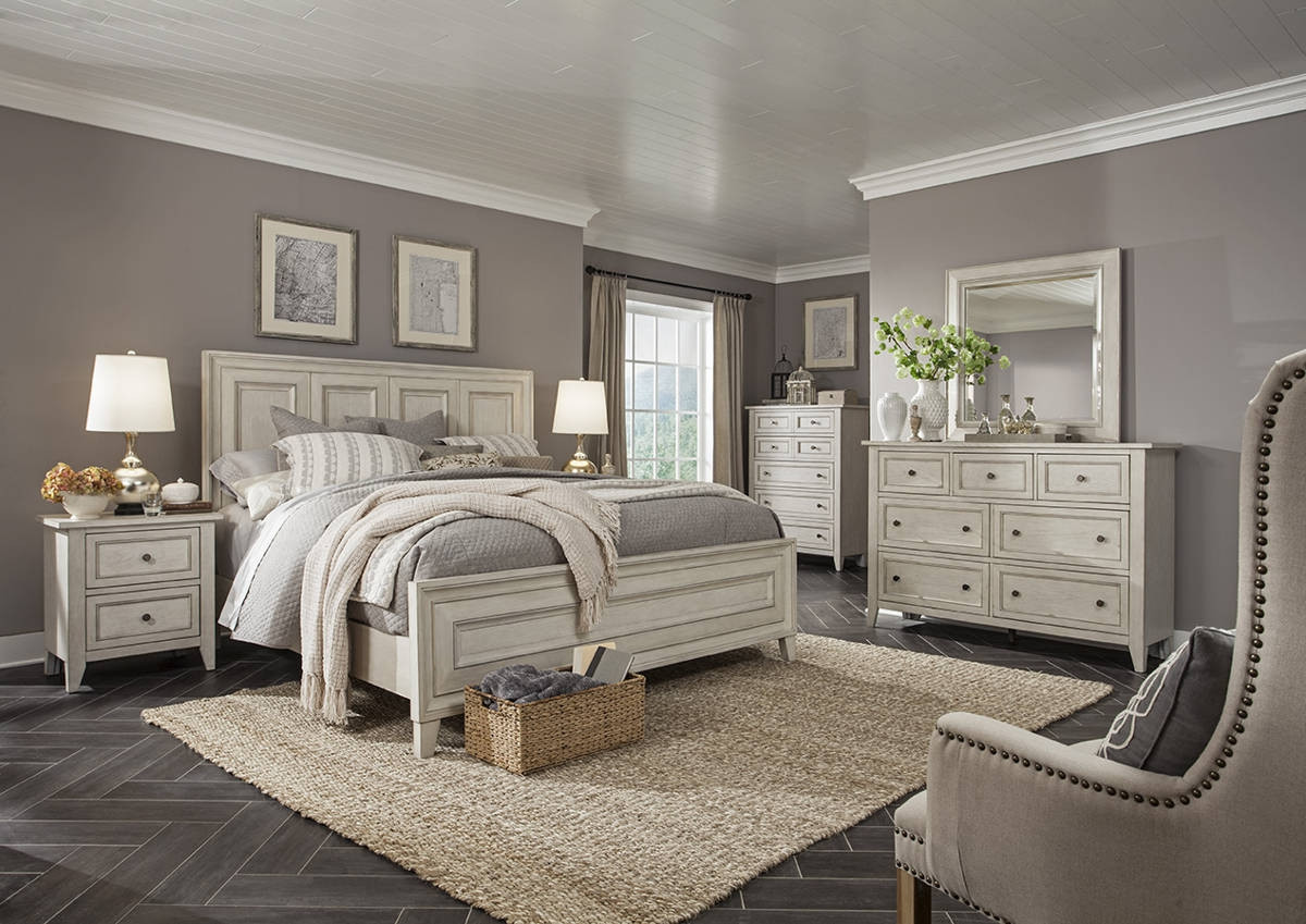 White Master Bedroom Furniture
 Raelynn Traditional Weathered White Solid Wood Master