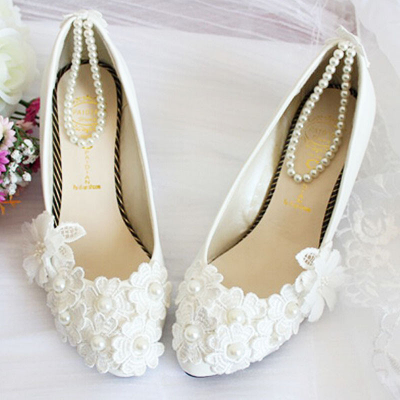 White Wedding Shoes Flats
 Silk Floral flat heel white wedding shoes bridal Women
