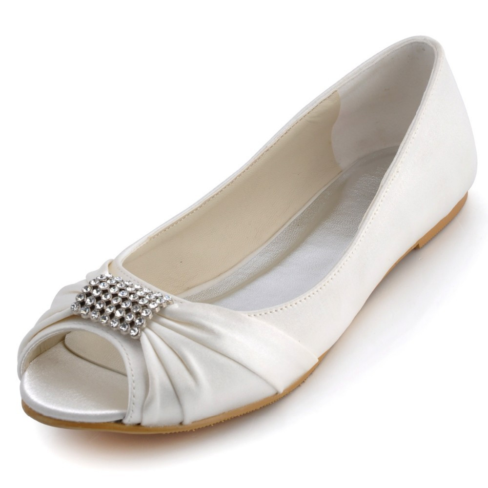 White Wedding Shoes Flats
 EP2053 White Ivory Women Formal fortable Bridal Party