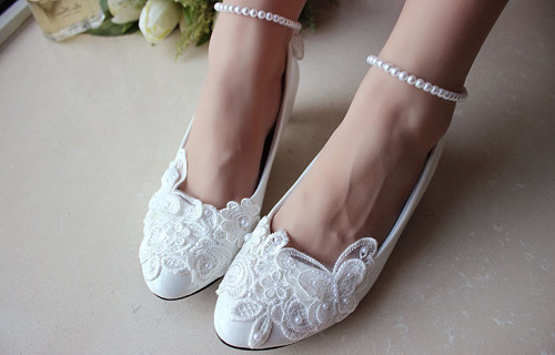 White Wedding Shoes Flats
 White Ballet Flats Shoes Bridal Shoes Lace Bridal Flats