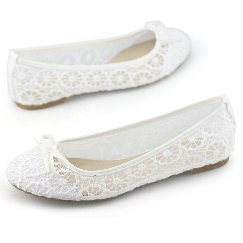 White Wedding Shoes Flats
 womens lace bridal wedding shoes elegant pumps white round