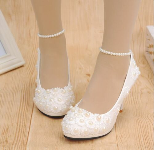White Wedding Shoes Flats
 White Lace Formal Bridesmaid Wedding Shoes Bridal Flats