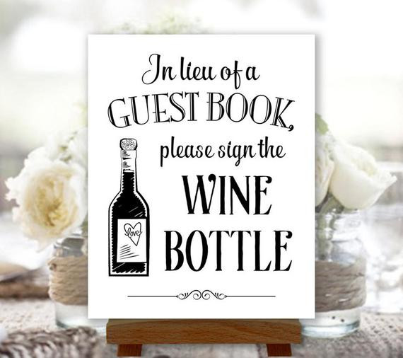 Wine Bottle Wedding Guest Book
 Wine Bottle Guest Book Alternative Printable by