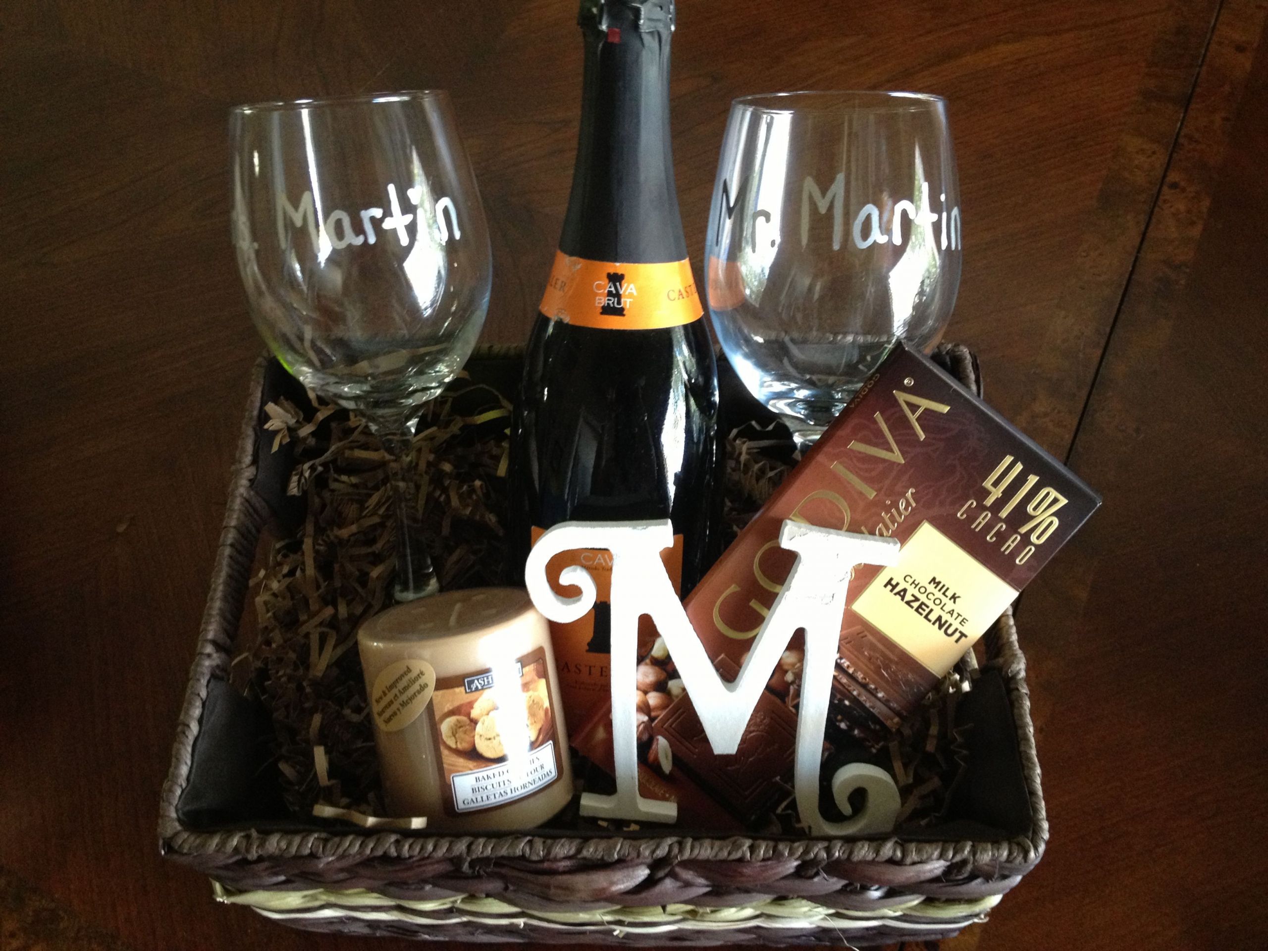Wine For Wedding Gift
 Personalized wine basket for a bridal shower t Mr