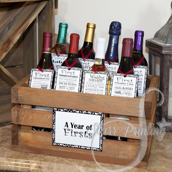 Wine For Wedding Gift
 Bridal Shower Wine Crate Gift Set with 8 tags and shower
