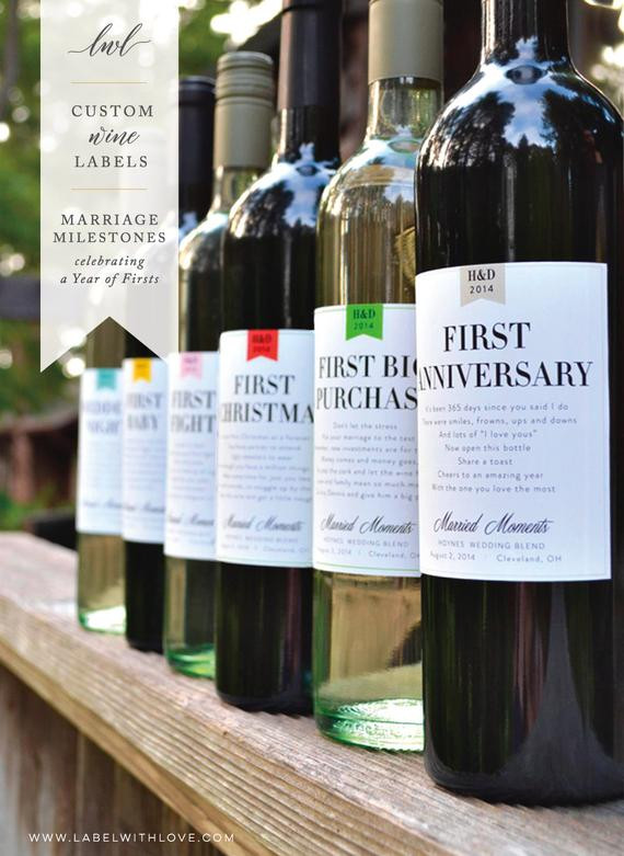 Wine For Wedding Gift
 Milestones Wine Labels Wedding Gift First Anniversary