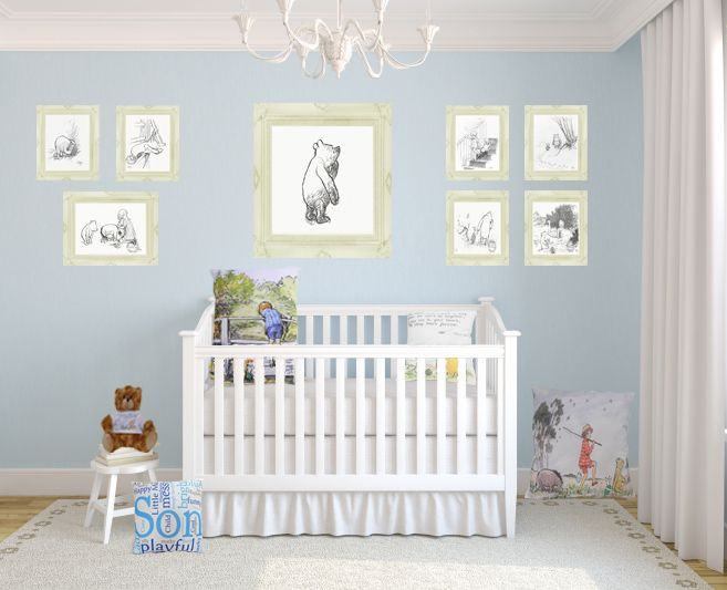 Winnie The Pooh Baby Room Decor
 Winnie the Pooh classic vintage Nursery with prints and