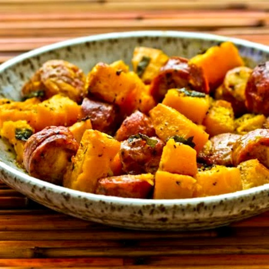 Winter Squash Recipes
 Kalyn s Kitchen Easy Roasted Winter Squash and Sausage