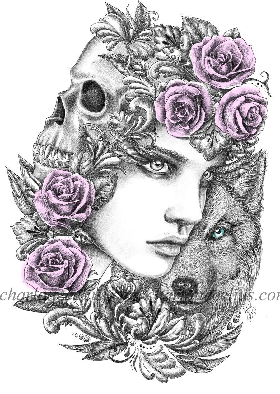 Wolf Coloring Pages For Adults
 Pencil drawing flowers portrait