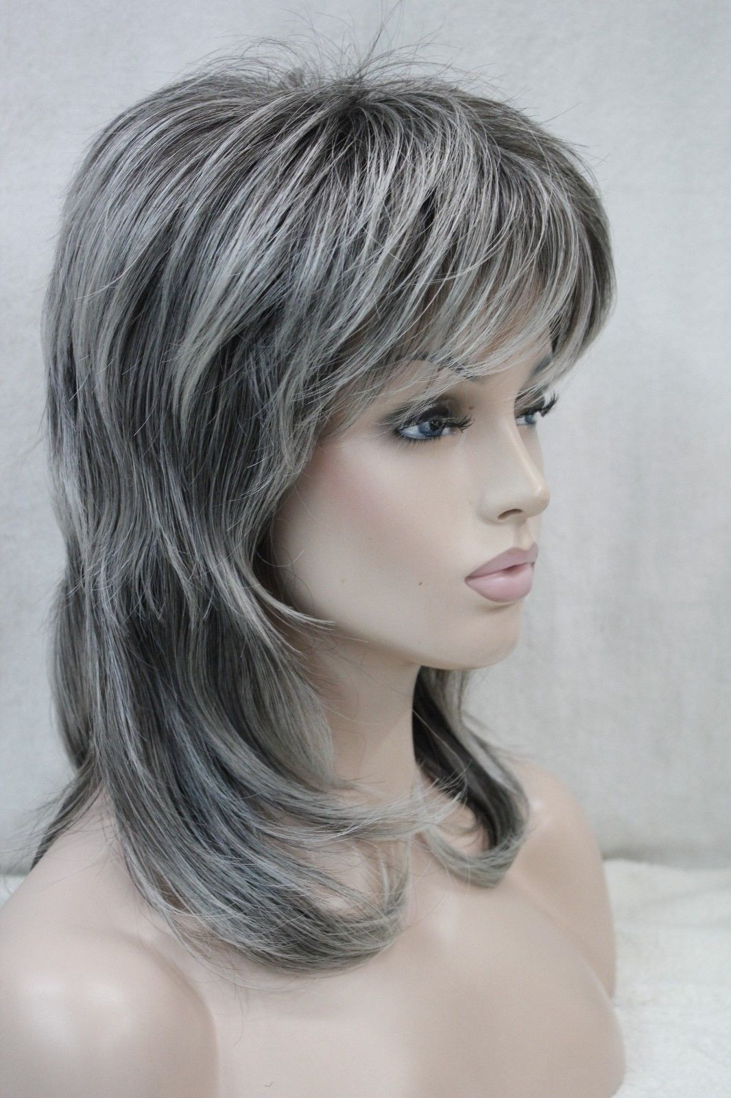 Women'S Mid Length Hairstyles
 New women s wig medium length grey layered shoulder long