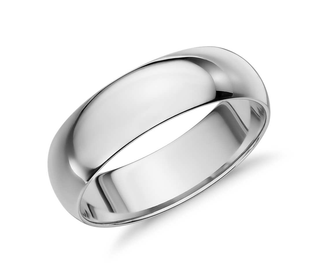 Women's Wedding Bands White Gold
 Mid weight fort Fit Wedding Band in 14k White Gold 6mm