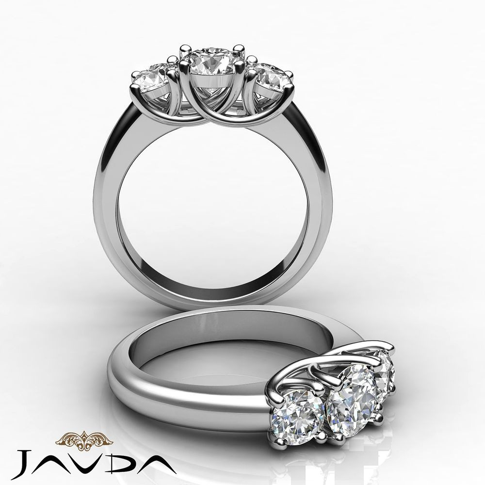 Women's Wedding Bands White Gold
 Round Diamond Women s 3 Stone Engagement Ring GIA G VS2 14k White Gold 1 8 ct