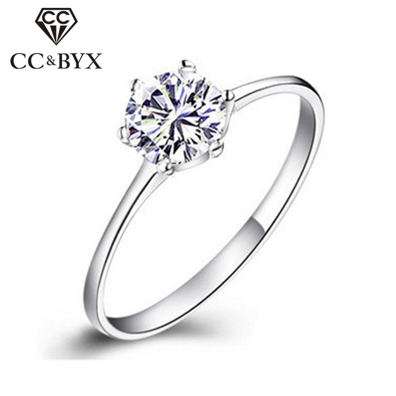 Women's Wedding Bands White Gold
 Engagement Rings For Women Simple Classic Bague CC041 White Gold color CZ Jewelry Bijoux Femme