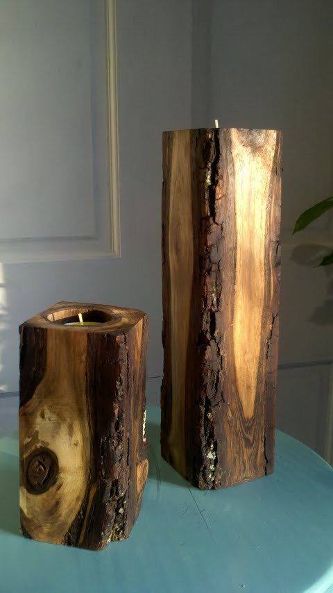 Wood Candle Holders DIY
 Local Wood Candle holders