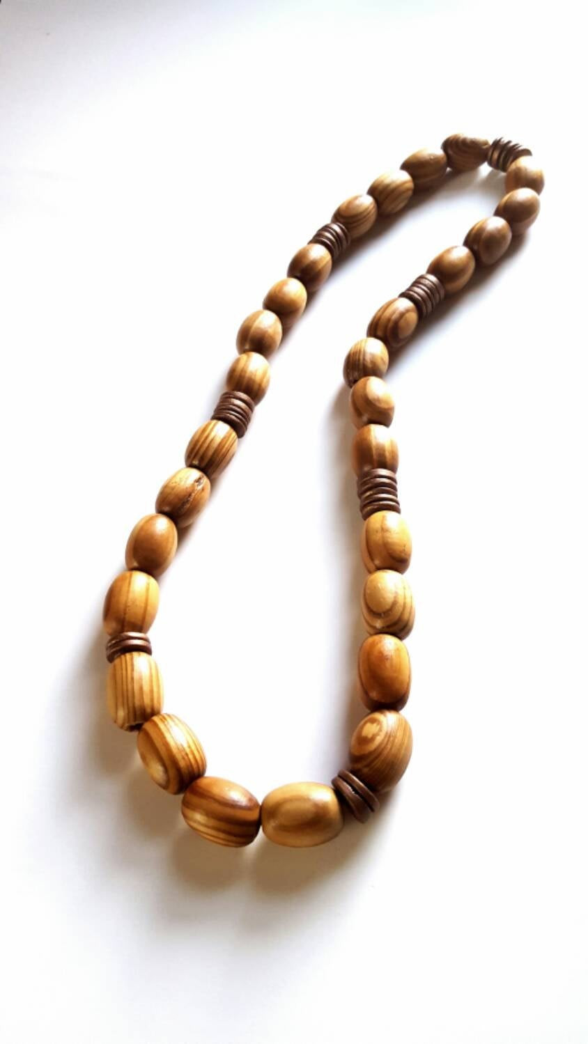 Wooden Bead Necklace
 Men s large wood bead necklace mens dark brown