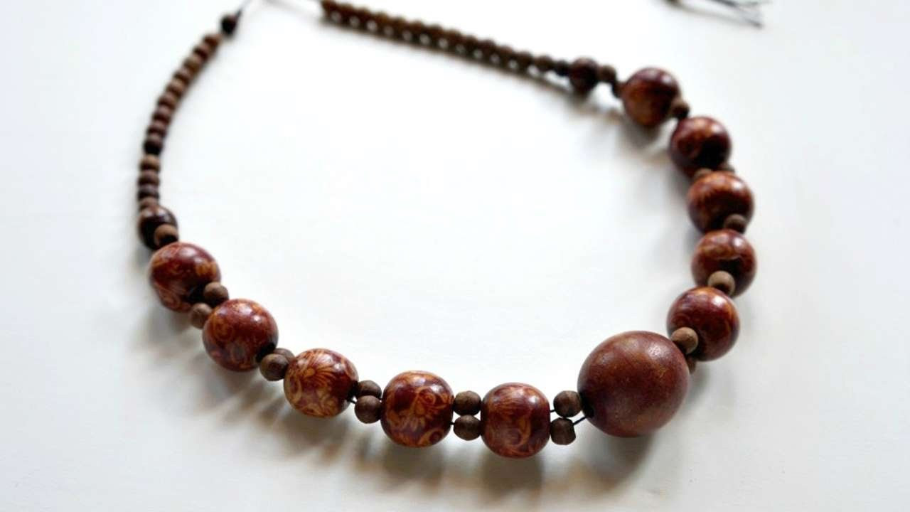 Wooden Bead Necklace
 How To Create A Pretty Wooden Beaded Necklace DIY Crafts