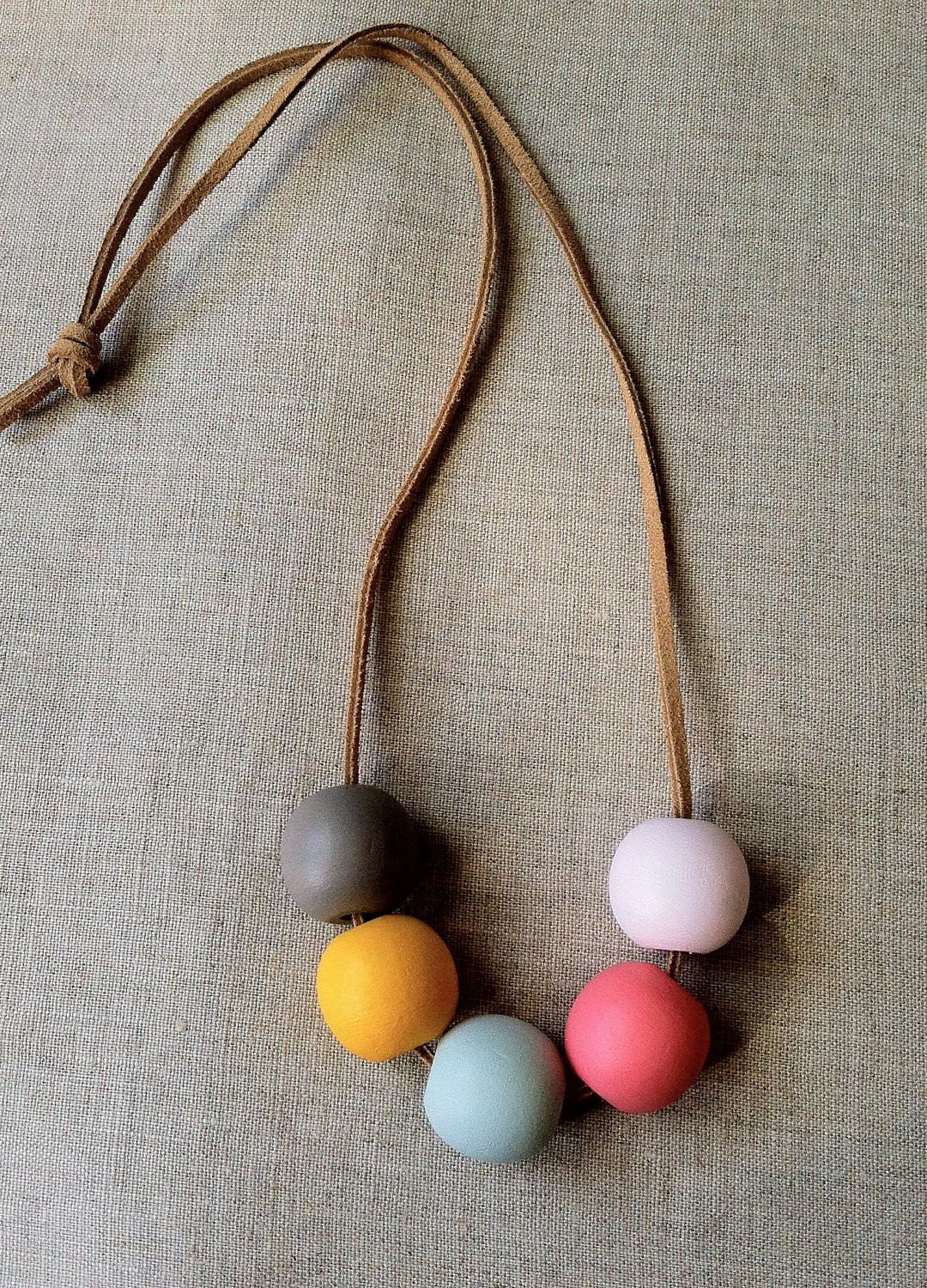 Wooden Bead Necklace
 Modern Geometric Wood Bead Necklace