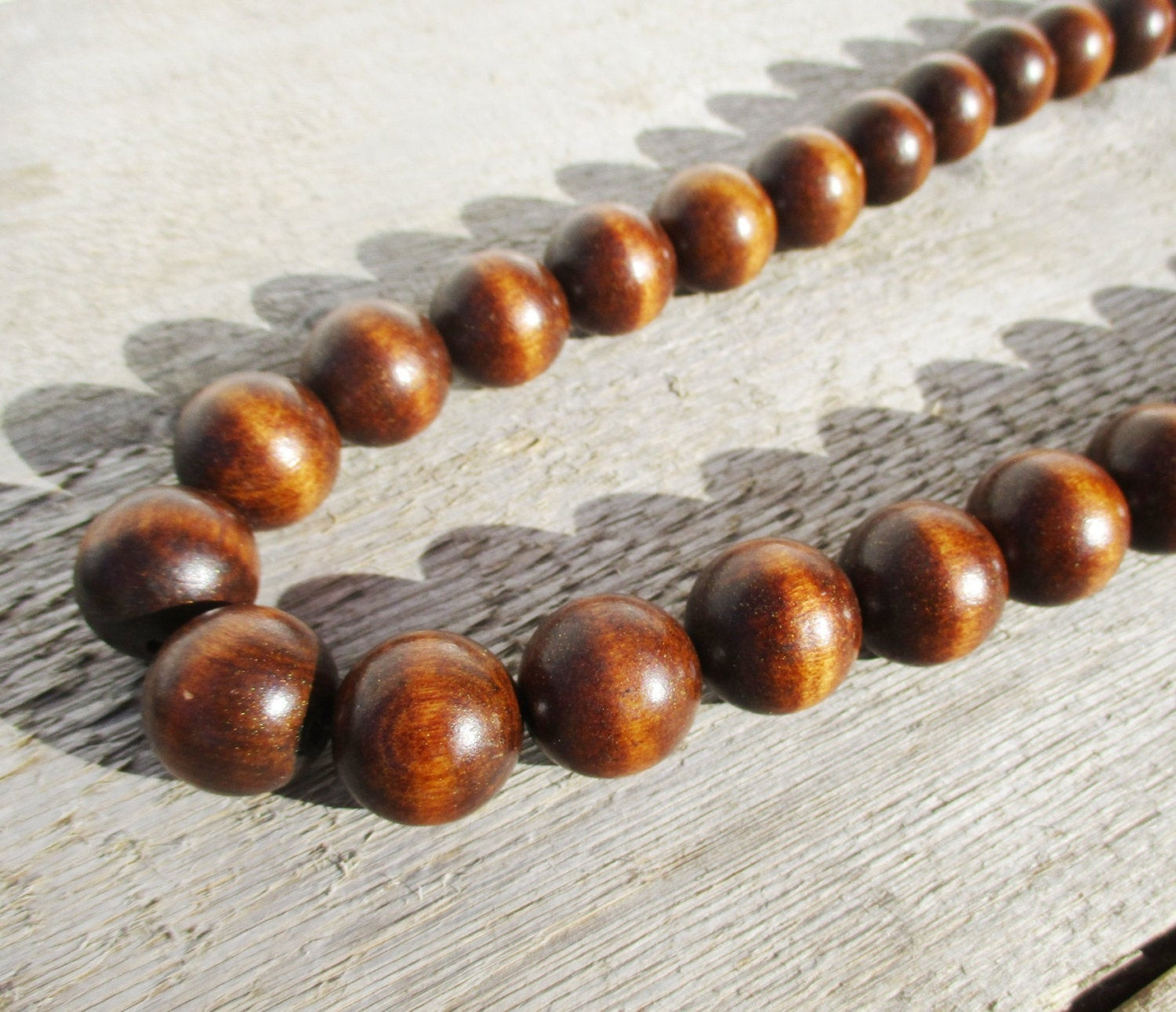 Wooden Bead Necklace
 Wooden Bead Necklace Brown Beads Vintage Long Wood