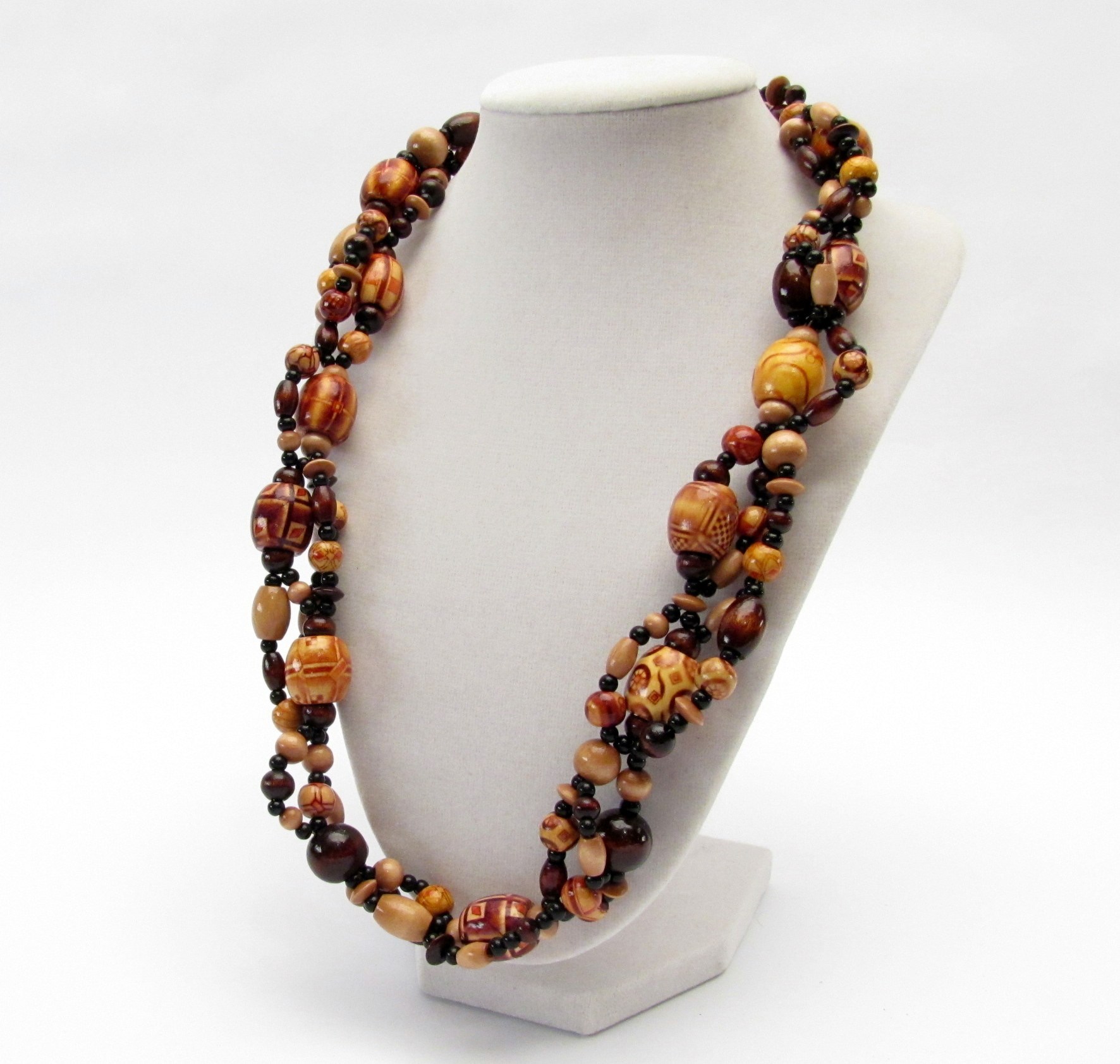 Wooden Bead Necklace
 Multi Strand Wood Bead Necklace