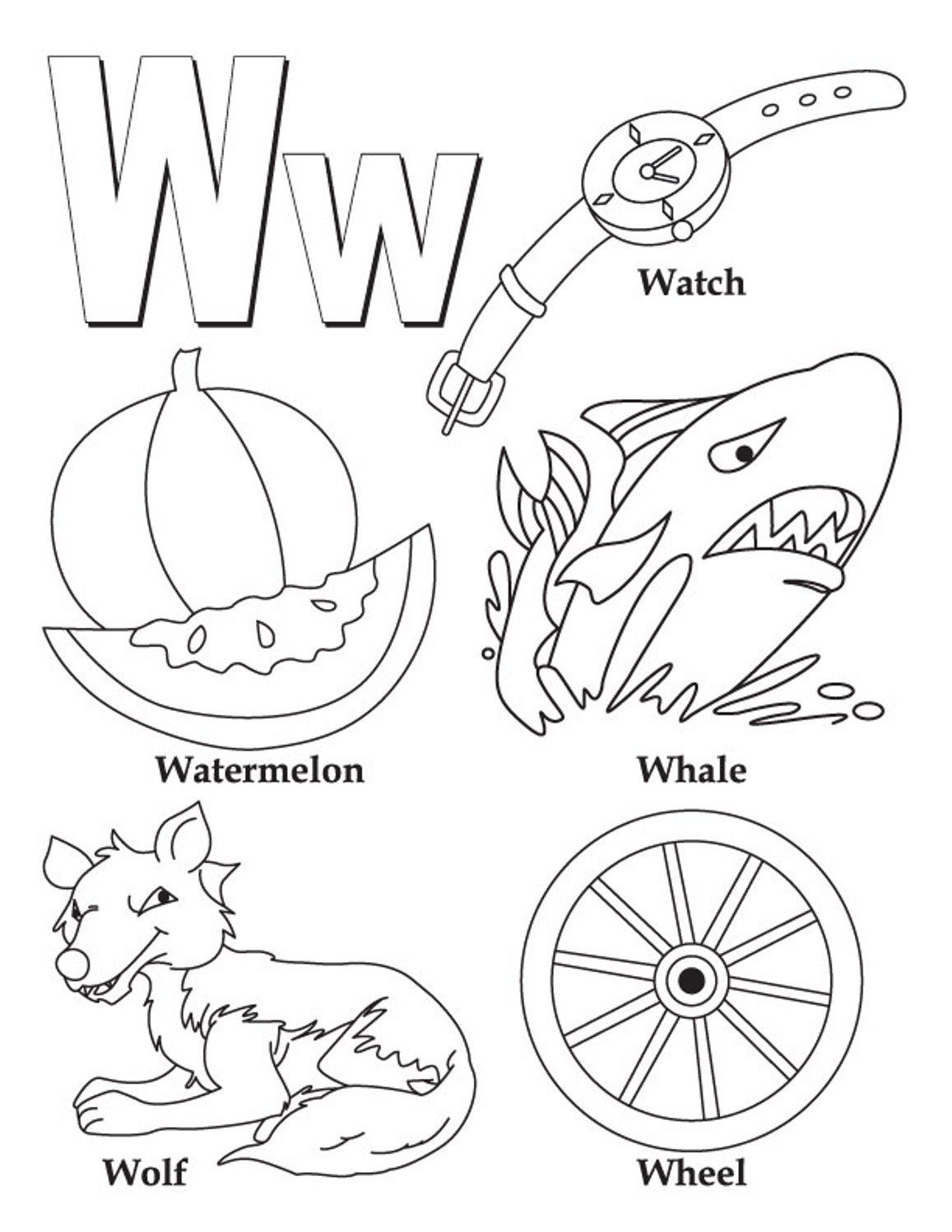 Word Coloring Pages For Kids
 Words W Free Alphabet Coloring Pages