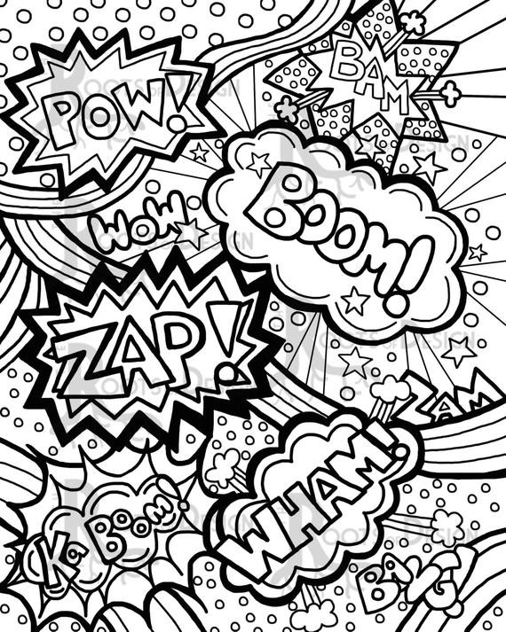 Word Coloring Pages Printable
 INSTANT DOWNLOAD Coloring Page ic Book Words by