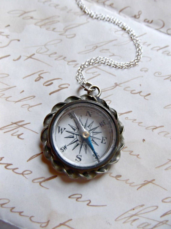 Working Compass Necklace
 Antique Victorian Working pass Necklace