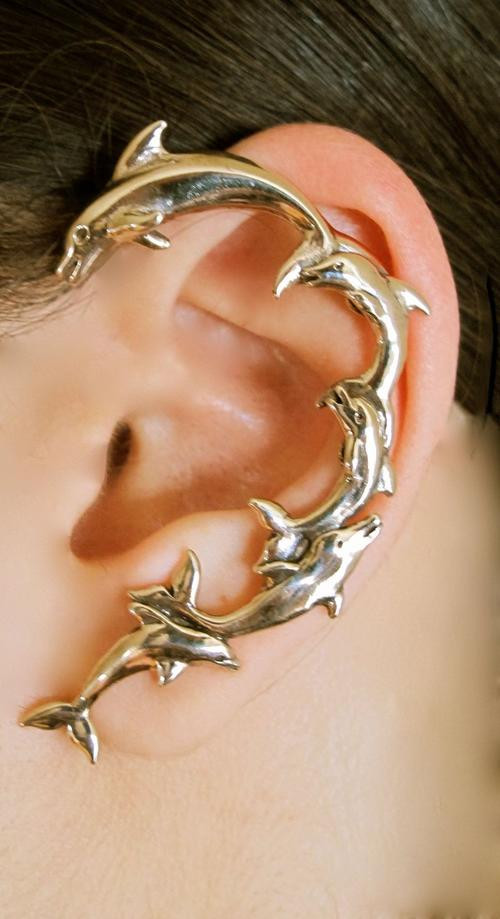 Wrap Around Earrings
 Earrings Dolphin wrap around earring ear cuff Gold was