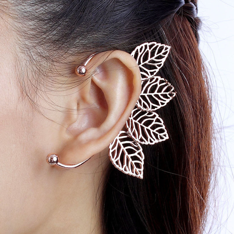 Wrap Around Earrings
 Leaf Wrap Around Earrings Rose Gold Leaves Earrings Statement