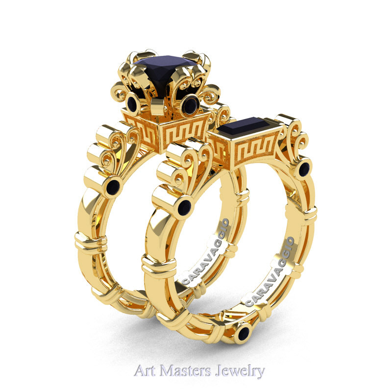 Yellow Diamond Wedding Rings
 Art Masters Caravaggio 14K Yellow Gold 1 5 Ct Princess